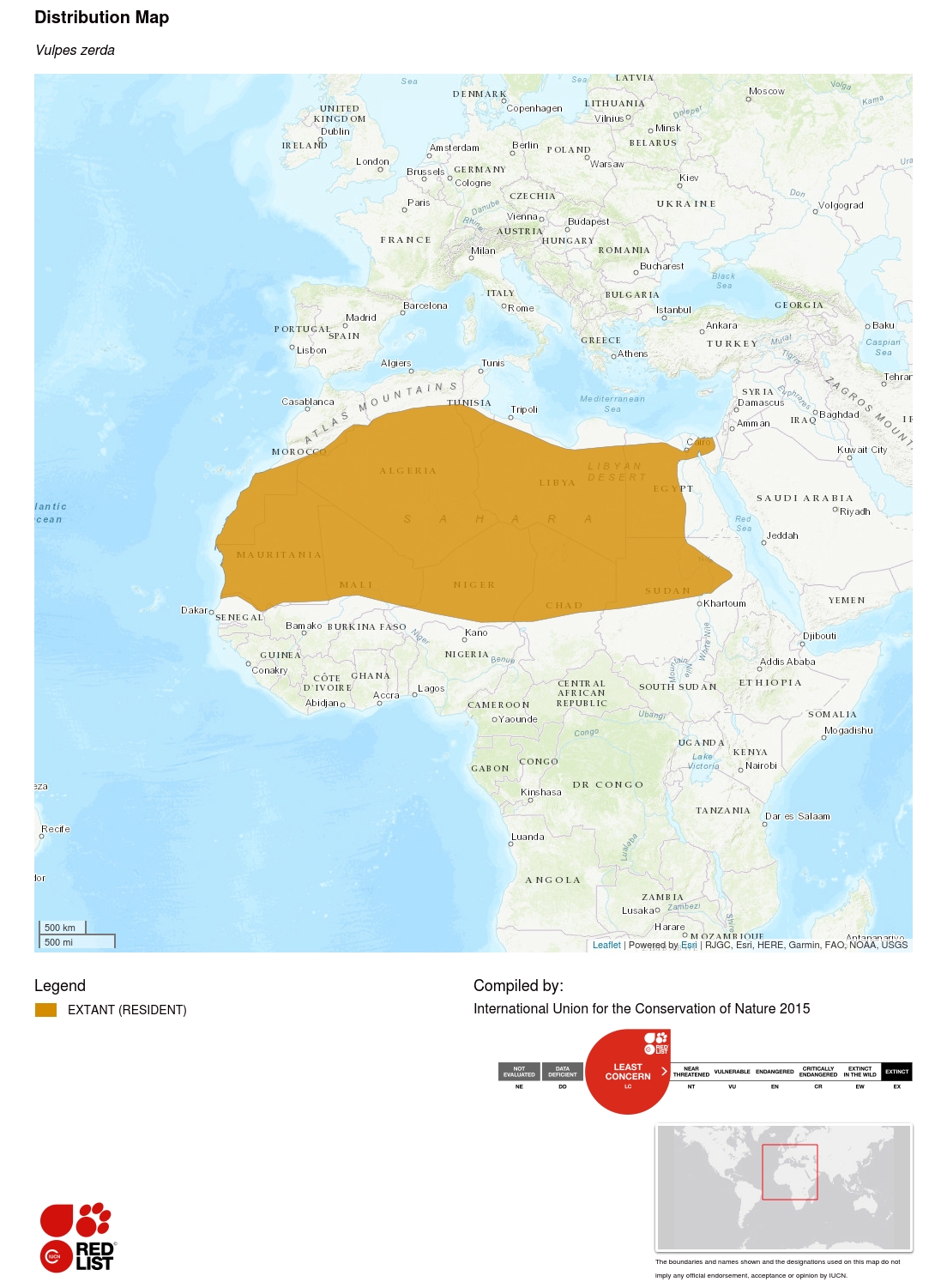 (Fennec fox range map)